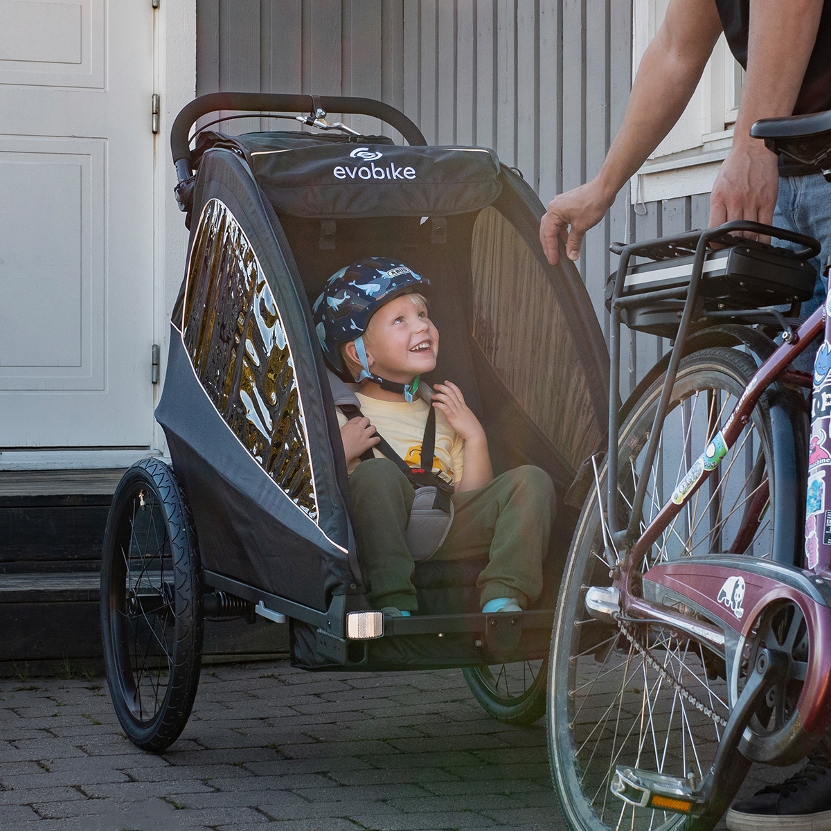 Cykelvagn Evobike Yxlan Svart / Grå